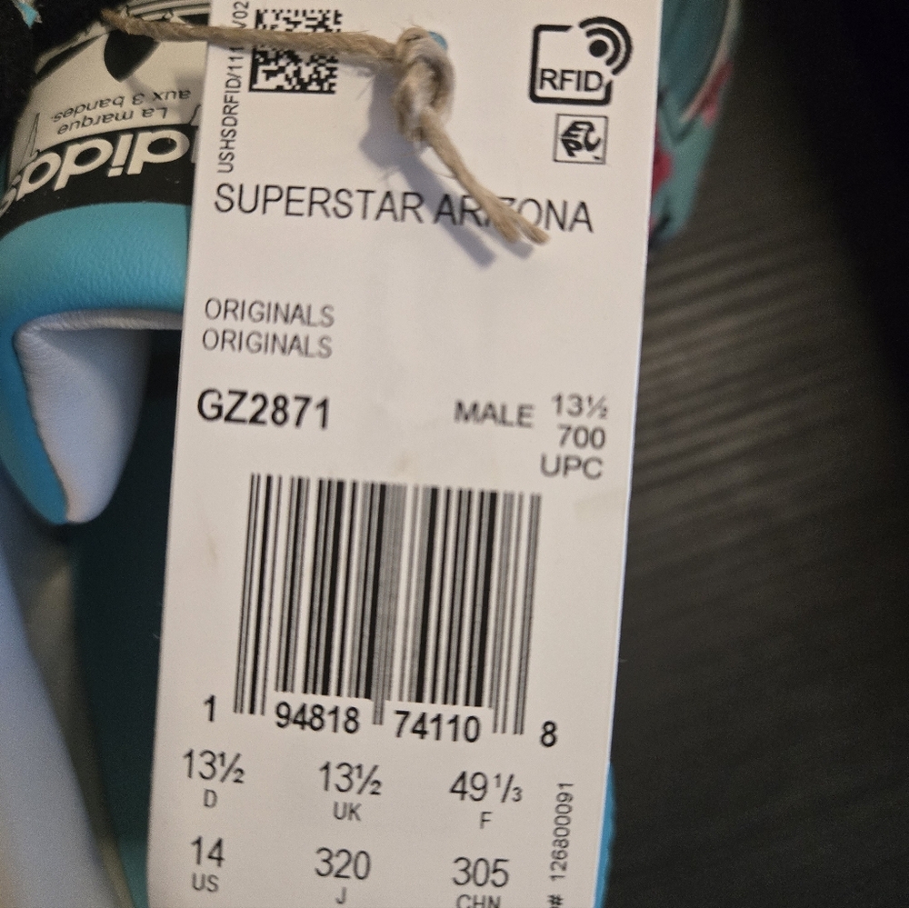 Adidas Superstar Arizona Special Editon Turquoise Shell Toe Sneakers Size 14 New - Picture 8 of 9